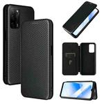 For OPPO A55 5G Carbon Fiber Texture Horizontal Flip TPU + PC + PU Leather Case with Card Slot(Black)