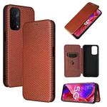 For OPPO A93 5G Carbon Fiber Texture Horizontal Flip TPU + PC + PU Leather Case with Card Slot(Brown)
