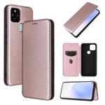 For Google Pixel 5a 5G Carbon Fiber Texture Horizontal Flip TPU + PC + PU Leather Case with Card Slot(Pink)