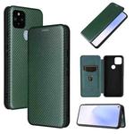 For Google Pixel 5a 5G Carbon Fiber Texture Horizontal Flip TPU + PC + PU Leather Case with Card Slot(Green)