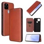 For Google Pixel 5a 5G Carbon Fiber Texture Horizontal Flip TPU + PC + PU Leather Case with Card Slot(Brown)