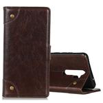 For OPPO A9 (2020) Copper Buckle Nappa Texture Horizontal Flip Leather Case with Holder & Card Slots & Wallet(Coffee)