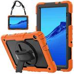 For Huawei MediaPad T5 Shockproof Colorful Silicone + PC Protective Case with Holder & Shoulder Strap & Hand Strap(Orange)