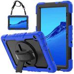 For Huawei MediaPad T5 Shockproof Colorful Silicone + PC Protective Case with Holder & Shoulder Strap & Hand Strap(Blue)