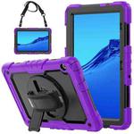 For Huawei MediaPad T5 Shockproof Colorful Silicone + PC Protective Case with Holder & Shoulder Strap & Hand Strap(Purple)