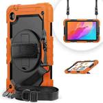 For Huawei MatePad T8 Shockproof Colorful Silicone + PC Protective Case with Holder & Shoulder Strap & Hand Strap(Orange)