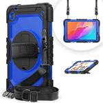 For Huawei MatePad T8 Shockproof Colorful Silicone + PC Protective Case with Holder & Shoulder Strap & Hand Strap(Black Blue)