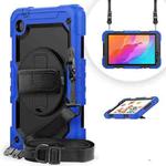 For Huawei MatePad T8 Shockproof Colorful Silicone + PC Protective Case with Holder & Shoulder Strap & Hand Strap(Blue)
