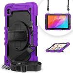 For Huawei MatePad T8 Shockproof Colorful Silicone + PC Protective Case with Holder & Shoulder Strap & Hand Strap(Purple)
