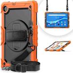 For Lenovo Tab M10 FHD Plus Shockproof Colorful Silicone + PC Protective Case with Holder & Shoulder Strap & Hand Strap(Orange)