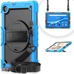 For Lenovo Tab M10 FHD Plus Shockproof Colorful Silicone + PC Protective Case with Holder & Shoulder Strap & Hand Strap(Light Blue)