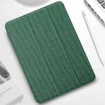 For iPad Pro 12.9 2022 / 2021 / 2020 Mutural YASHI Series TPU + PU Cloth Pattern Texture Horizontal Flip Leather Tablet Case with Three-folding Holder & Pen Slot & Wake-up / Sleep Function(Green)