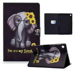 For Lenovo Tab M10 Plus Colored Drawing Horizontal Flip Leather Case with Holder & Card Slots & Sleep / Wake-up Function(Chrysanthemum Elephant)