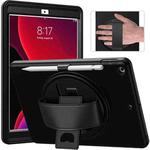 360 Degree Rotation PC + TPU Protective Case with Holder & Hand-strap & Pen Slot For iPad 10.2 2021 / 2020 / 2019(Black)
