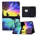 For Amazon Kindle Fire 7 (2015)/(2017)/(2019) Electric Pressed TPU Colored Drawing Horizontal Flip Leather Case with Holder & Pen Slot(Starry Sky Reflection)