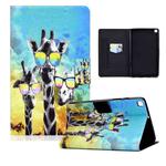 For Samsung Galaxy Tab A 8.0 (2019) T290 Electric Pressed TPU Colored Drawing Horizontal Flip Leather Case with Holder & Pen Slot(Glasses Giraffe)