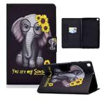 For Samsung Galaxy Tab A 8.0 (2019) T290 Electric Pressed TPU Colored Drawing Horizontal Flip Leather Case with Holder & Pen Slot(Chrysanthemum Elephant)