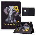 For Huawei MediaPad T5 10 Electric Pressed TPU Colored Drawing Horizontal Flip Leather Case with Holder & Pen Slot(Chrysanthemum Elephant)