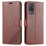 For vivo S9 AZNS Sheepskin Texture Horizontal Flip Leather Case with Holder & Card Slots & Wallet(Brown)
