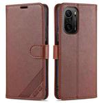For Xiaomi Redmi K40 AZNS Sheepskin Texture Horizontal Flip Leather Case with Holder & Card Slots & Wallet(Brown)