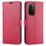 For Xiaomi Poco F3 AZNS Sheepskin Texture Horizontal Flip Leather Case with Holder & Card Slots & Wallet(Red)