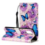For Samsung Galaxy A72 5G / 4G Oil Embossed Coloured Drawing Pattern Horizontal Flip PU Leather Case with Holder & Card Slots & Wallet(Purple Flower Butterfly)