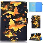 For iPad 10.2 2021 / 2020 / 2019 Colored Drawing Horizontal Flip Leather Case with Holder & Card Slots & Sleep / Wake-up Function(Gold Butterfly)
