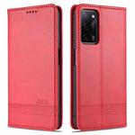 For Oppo A55 5G AZNS Magnetic Calf Texture Horizontal Flip Leather Case with Card Slots & Holder & Wallet(Red)