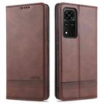 For Honor V40 5G AZNS Magnetic Calf Texture Horizontal Flip Leather Case with Card Slots & Holder & Wallet(Brown)