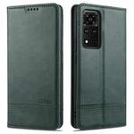 For Honor V40 5G AZNS Magnetic Calf Texture Horizontal Flip Leather Case with Card Slots & Holder & Wallet(Dark Green)