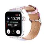 Marble Ethnic Style Printed Leather Watch Band For Apple Watch Ultra 49mm / Series 8&7 45mm / SE 2&6&SE&5&4 44mm / 3&2&1 42mm(Marble Pink)