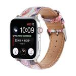 Marble Ethnic Style Printed Leather Watch Band For Apple Watch Ultra 49mm / Series 8&7 45mm / SE 2&6&SE&5&4 44mm / 3&2&1 42mm(Marble Red)
