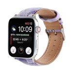 Marble Ethnic Style Printed Leather Watch Band For Apple Watch Ultra 49mm / Series 8&7 45mm / SE 2&6&SE&5&4 44mm / 3&2&1 42mm(Marble Purple)