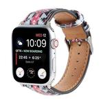 Marble Ethnic Style Printed Leather Watch Band For Apple Watch Ultra 49mm / Series 8&7 45mm / SE 2&6&SE&5&4 44mm / 3&2&1 42mm(Black Pink Ethnic Style)