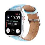 Marble Ethnic Style Printed Leather Watch Band For Apple Watch Series 8&7 41mm / SE 2&6&SE&5&4 40mm / 3&2&1 38mm(Marble Sky Blue)
