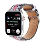 Marble Ethnic Style Printed Leather Watch Band For Apple Watch Series 8&7 41mm / SE 2&6&SE&5&4 40mm / 3&2&1 38mm(Black Pink Ethnic Style)