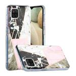 For Samsung Galaxy A12 Flat Plating Splicing Gilding Protective Case(Grey Pink White Marble Color Matching)