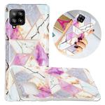 For Samsung Galaxy A42 5G Flat Plating Splicing Gilding Protective Case(Purple White Marble Color Matching)