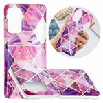 For Samsung Galaxy A72 5G / 4G Flat Plating Splicing Gilding Protective Case(Rose Red Purple Color Matching)