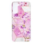 For Samsung Galaxy S21+ 5G Flat Plating Splicing Gilding Protective Case(Purple Flowers Color Matching)