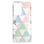 For Samsung Galaxy S21 Ultra 5G Flat Plating Splicing Gilding Protective Case(Blue White Green Pink Color Matching)