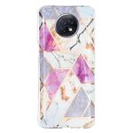 For Xiaomi Redmi Note 9T Flat Plating Splicing Gilding Protective Case(Purple White Marble Color Matching)