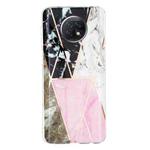 For Xiaomi Redmi Note 9T Flat Plating Splicing Gilding Protective Case(Grey Pink White Marble Color Matching)