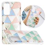 For Xiaomi Mi 10T Pro 5G Flat Plating Splicing Gilding Protective Case(Blue White Green Pink Color Matching)