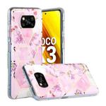 For Xiaomi Poco X3 Flat Plating Splicing Gilding Protective Case(Purple Flowers Color Matching)