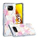 For Xiaomi Poco X3 Flat Plating Splicing Gilding Protective Case(Purple White Marble Color Matching)