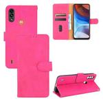 For Motorola Moto E7 Power Solid Color Skin Feel Magnetic Buckle Horizontal Flip Calf Texture PU Leather Case with Holder & Card Slots & Wallet(Rose Red)