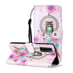 For Huawei P smart 2021 Oil Embossed Coloured Drawing Pattern Horizontal Flip PU Leather Case with Holder & Card Slots & Wallet(Owl Wind Chimes)