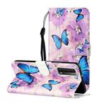 For Huawei P smart 2021 Oil Embossed Coloured Drawing Pattern Horizontal Flip PU Leather Case with Holder & Card Slots & Wallet(Purple Flower Butterfly)