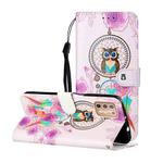 For OnePlus 8T Oil Embossed Coloured Drawing Pattern Horizontal Flip PU Leather Case with Holder & Card Slots & Wallet(Owl Wind Chimes)